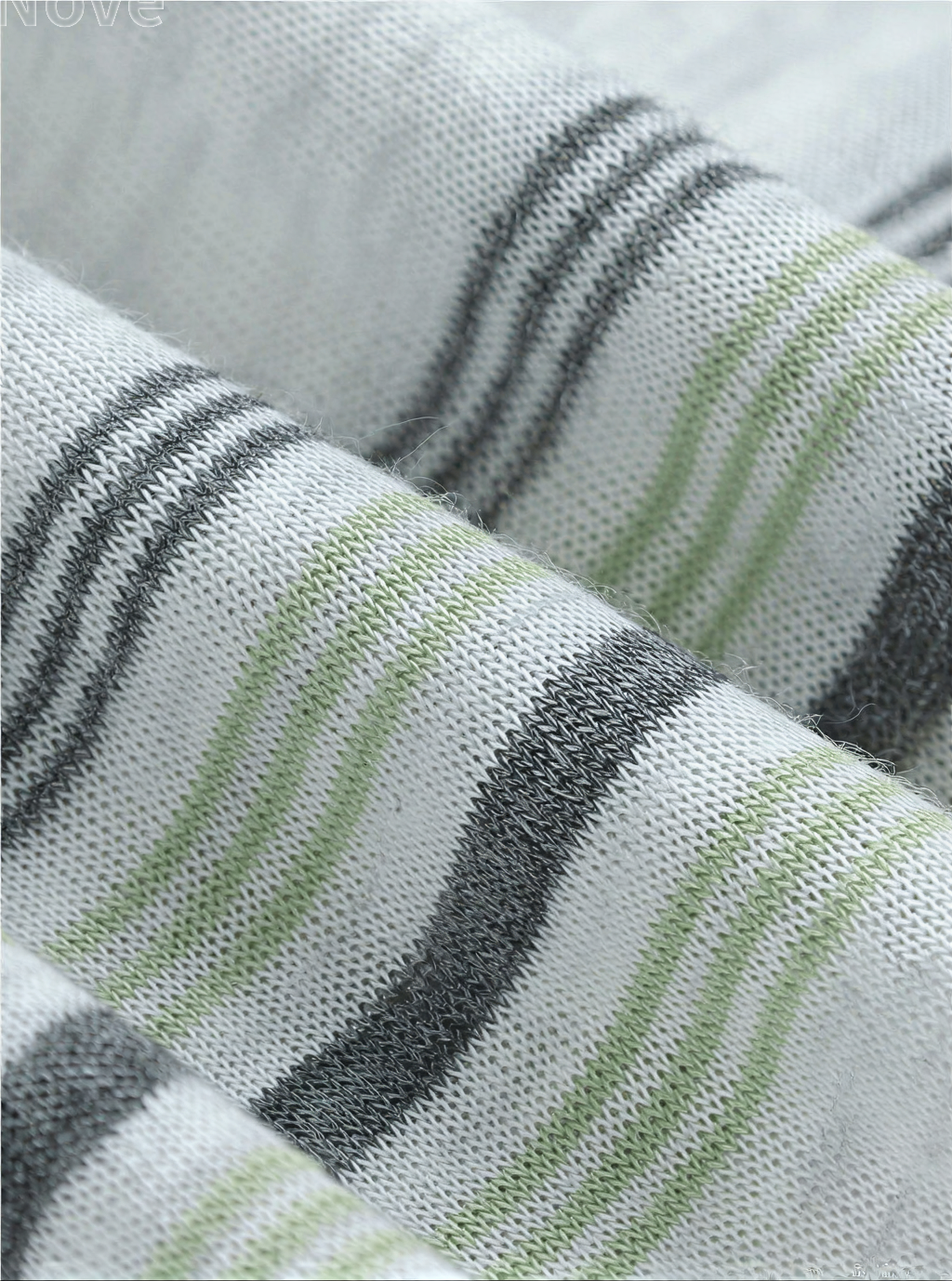 深綠色條紋寬鬆落肩長袖T恤