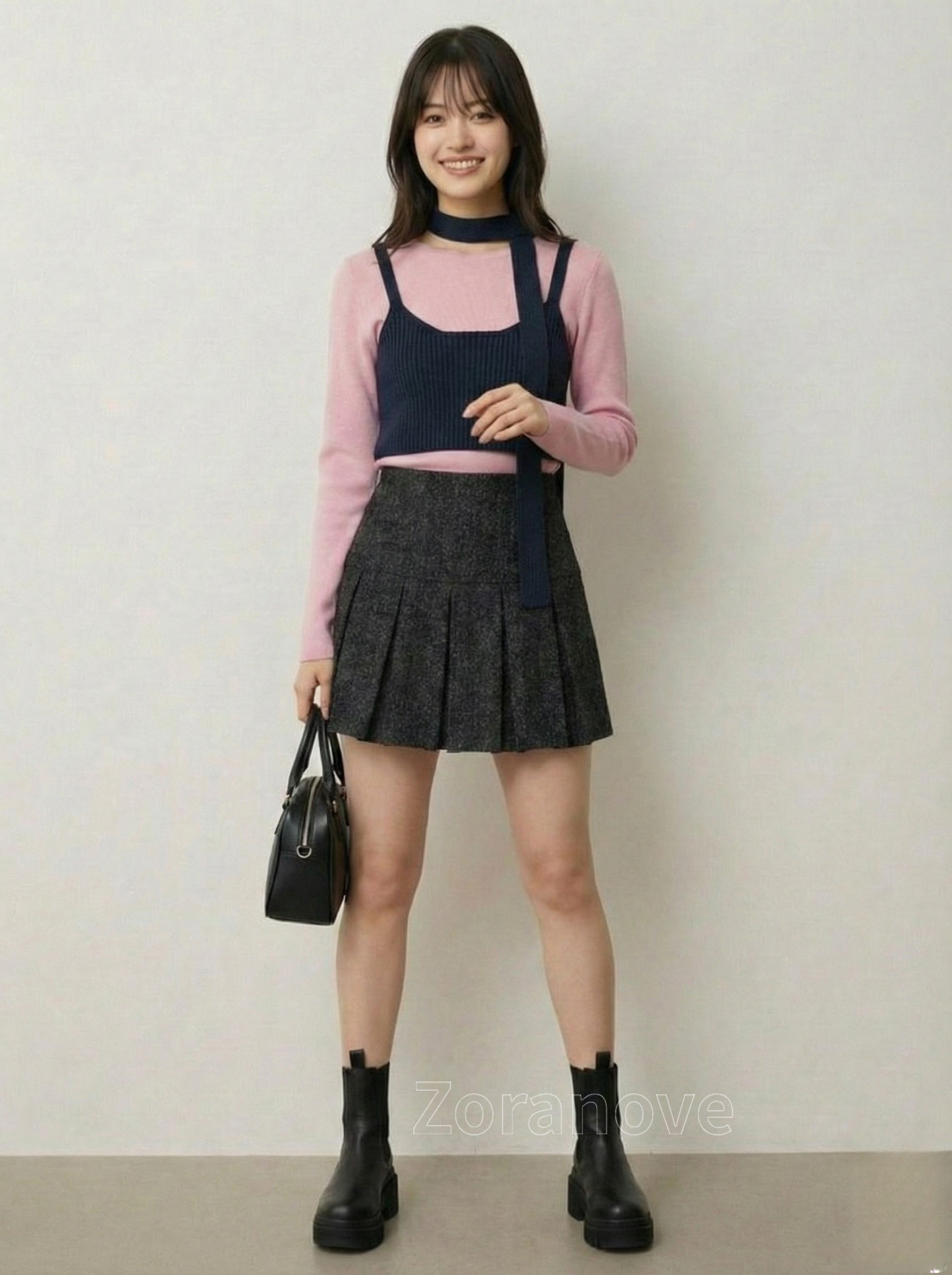 撞色疊穿短版背心式針織上衣三件組