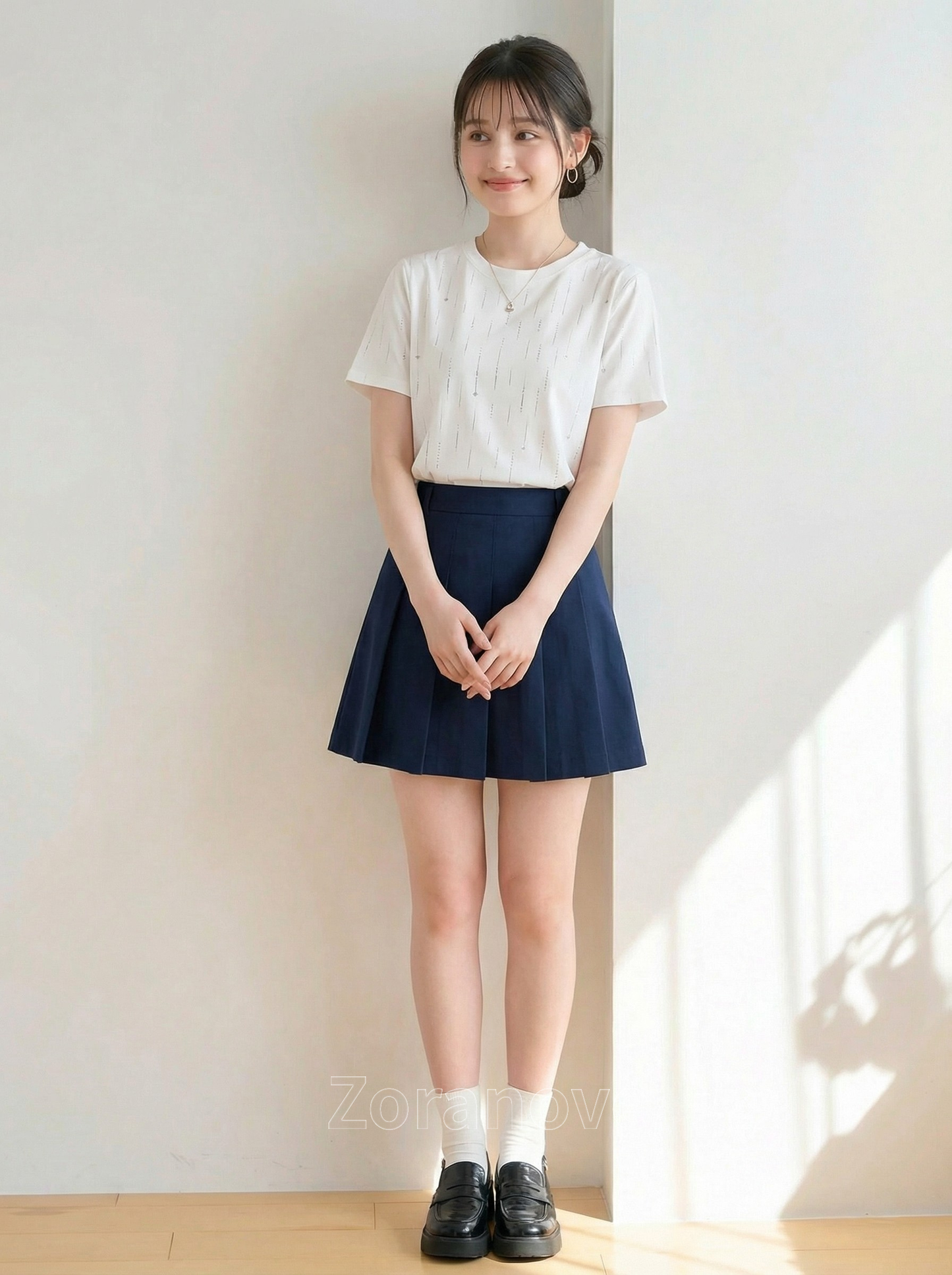 垂直亮點裝飾|圓領直筒短袖T恤