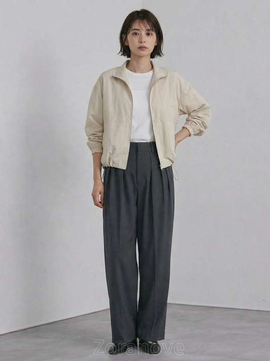 高腰褶皺垂墜感寬褲