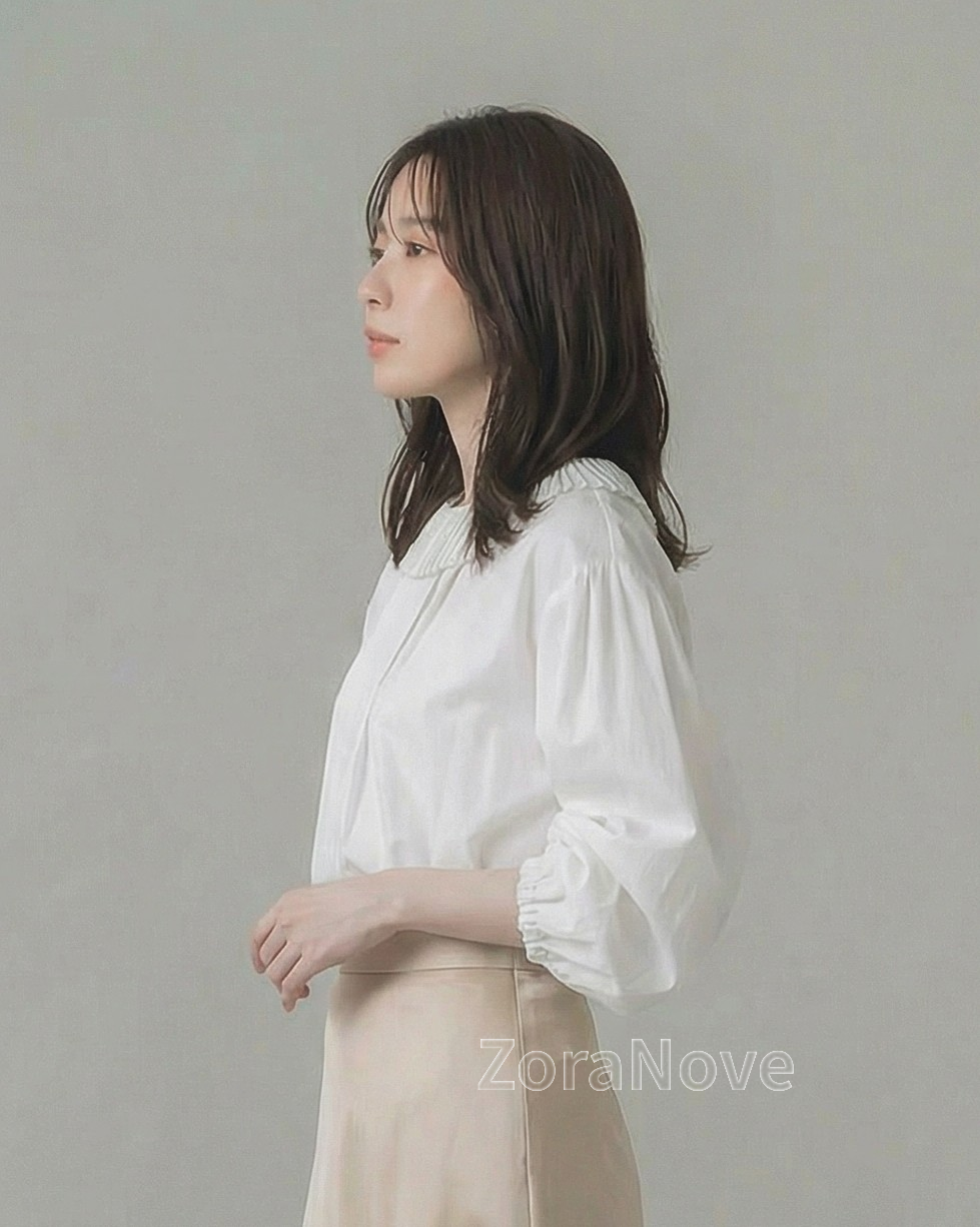 皺褶荷葉領露背綁帶襯衫