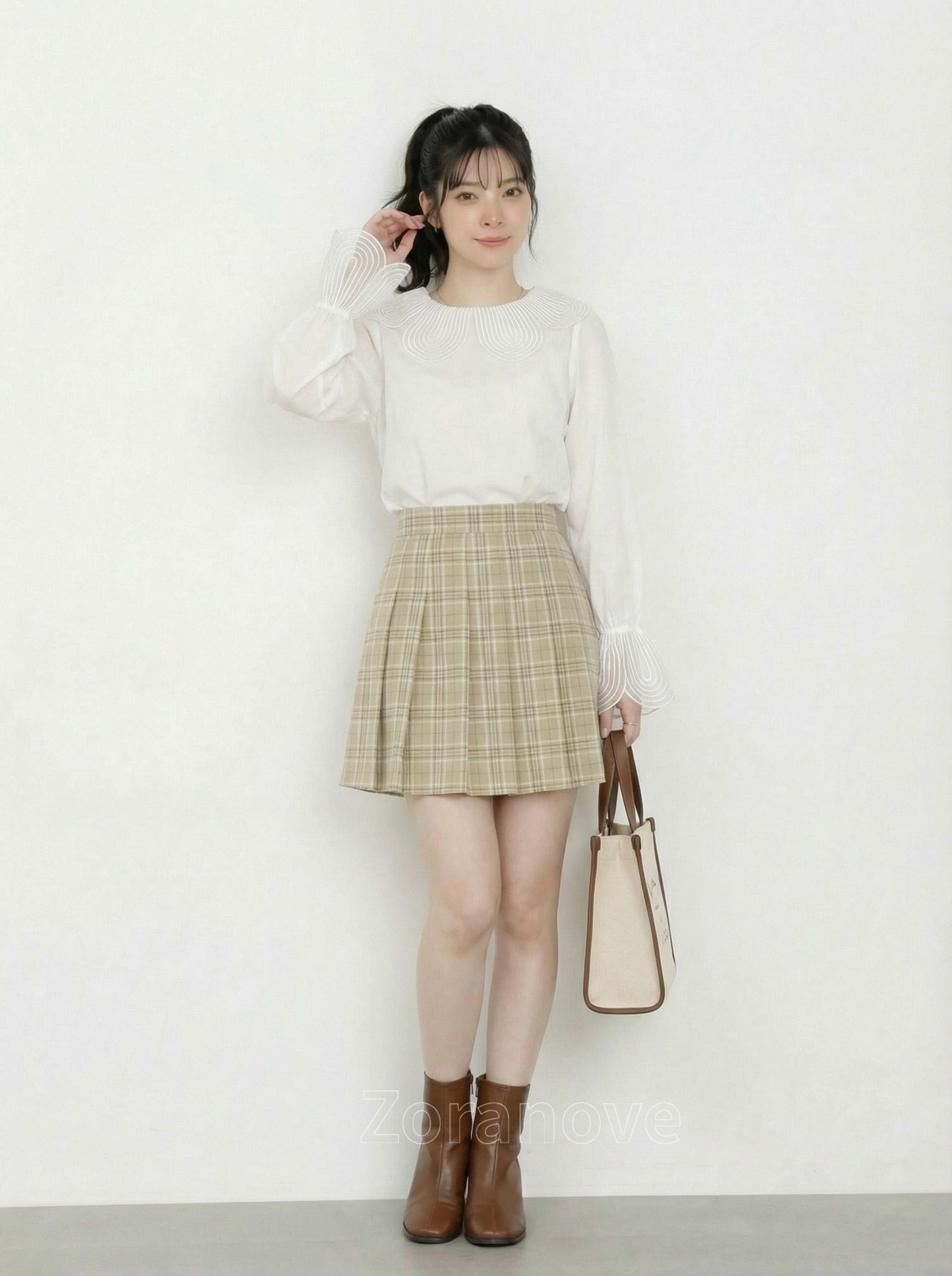 立體花瓣大翻領喇叭袖襯衫