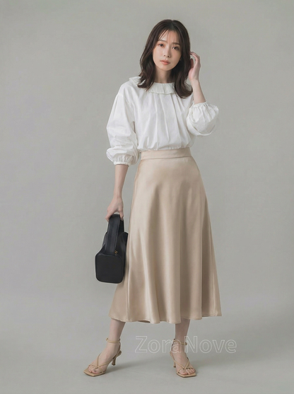 皺褶荷葉領露背綁帶襯衫