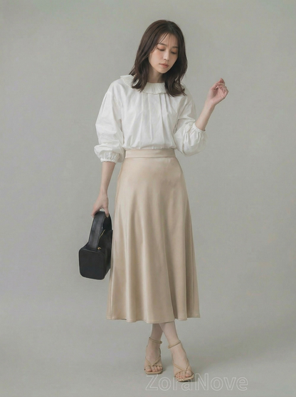 皺褶荷葉領露背綁帶襯衫