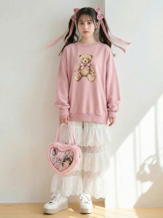 透空刺繡多層荷葉邊襯裙褲