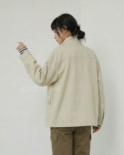 立領工裝風寬鬆夾克