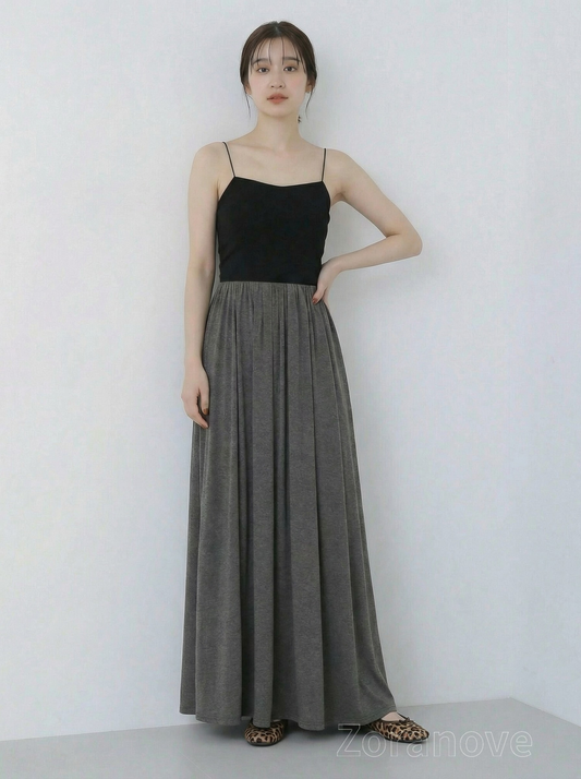 鬆緊高腰拖地大擺半身裙
