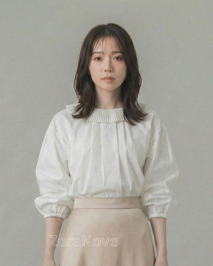 皺褶荷葉領露背綁帶襯衫